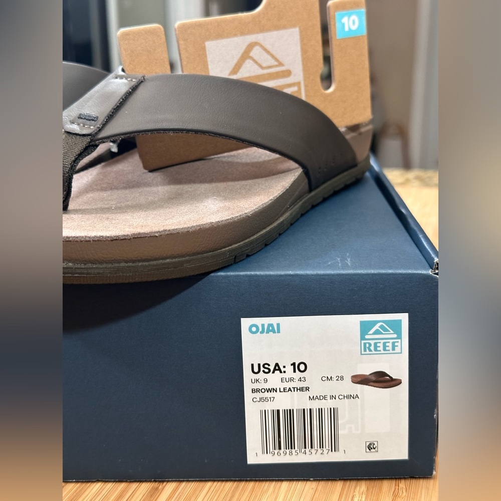 Men’s Sandals REEF OJAI THONGS - BROWN LEATHER Size 10 NWT Flip Flops - Picture 15 of 16